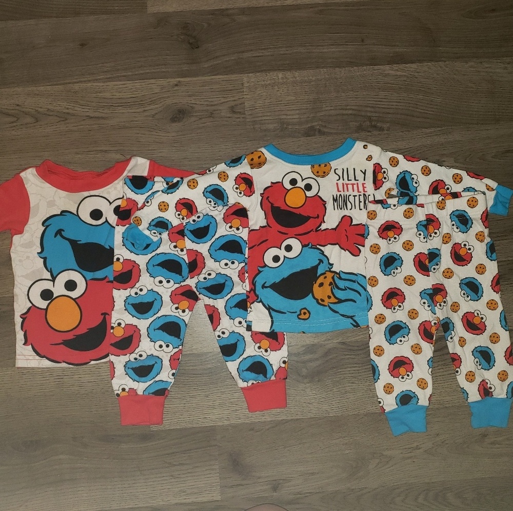 3/$12 🧸 9-12m Snugfit Pajamas/Sesame Street EUC - Picture 2 of 3